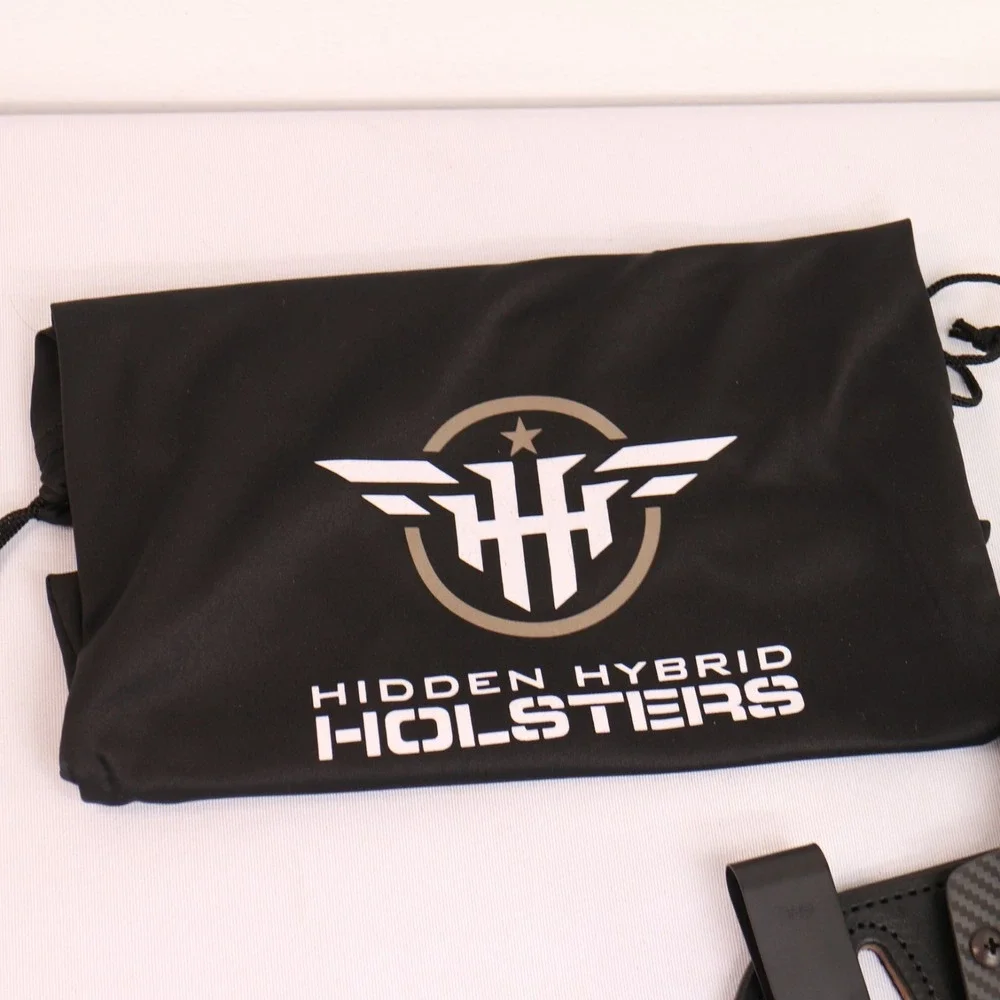 Hidden Hybrid OWB Hybrid Holster NEW Black Carbon Fiber Leather Clips & Bag
